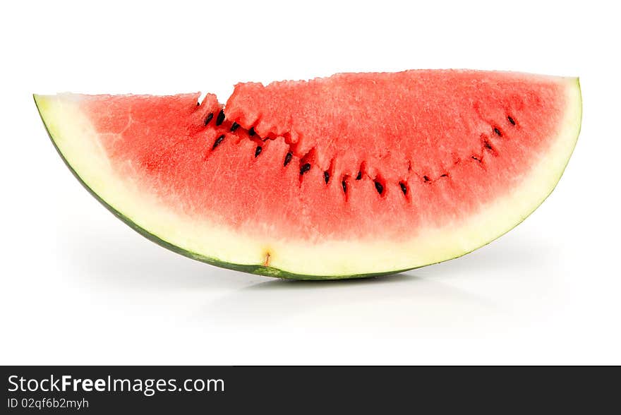 Fresh segment of a watermelon on a white background. Fresh segment of a watermelon on a white background