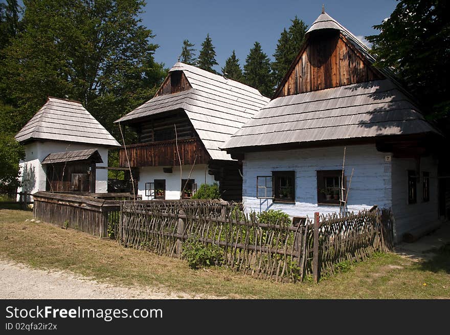 Traditional wooden houses in rural village in SLovakia