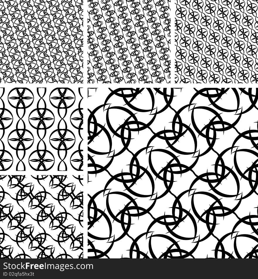 Seamless black and white ornament backgrounds. Seamless black and white ornament backgrounds