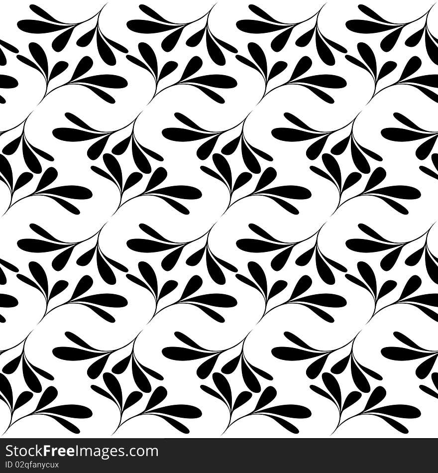 Seamless black and white floral wallpaper. Seamless black and white floral wallpaper