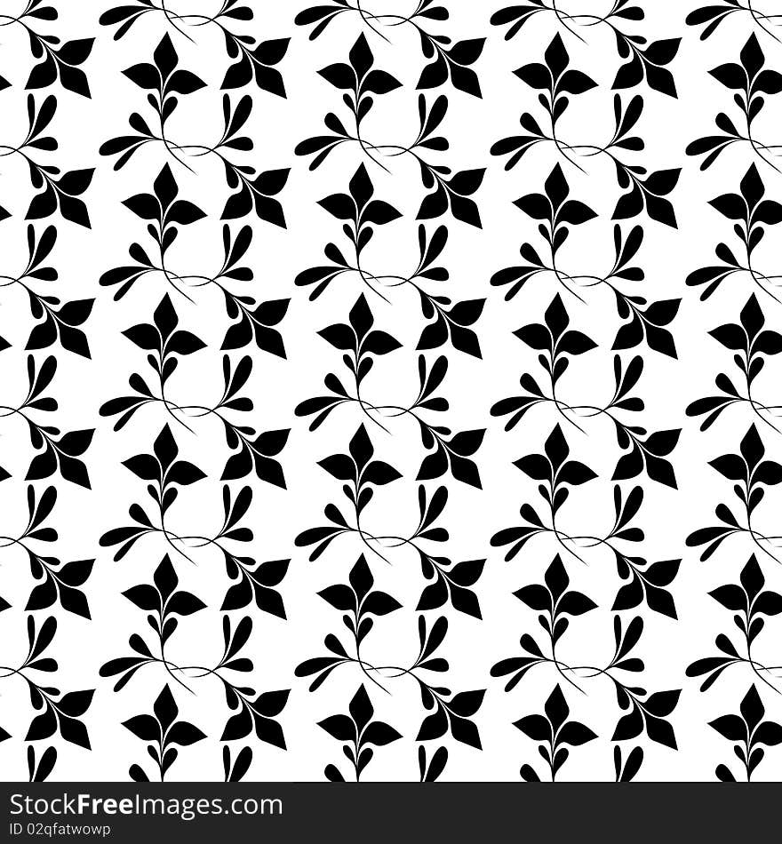 Seamless black and white floral wallpaper. Seamless black and white floral wallpaper