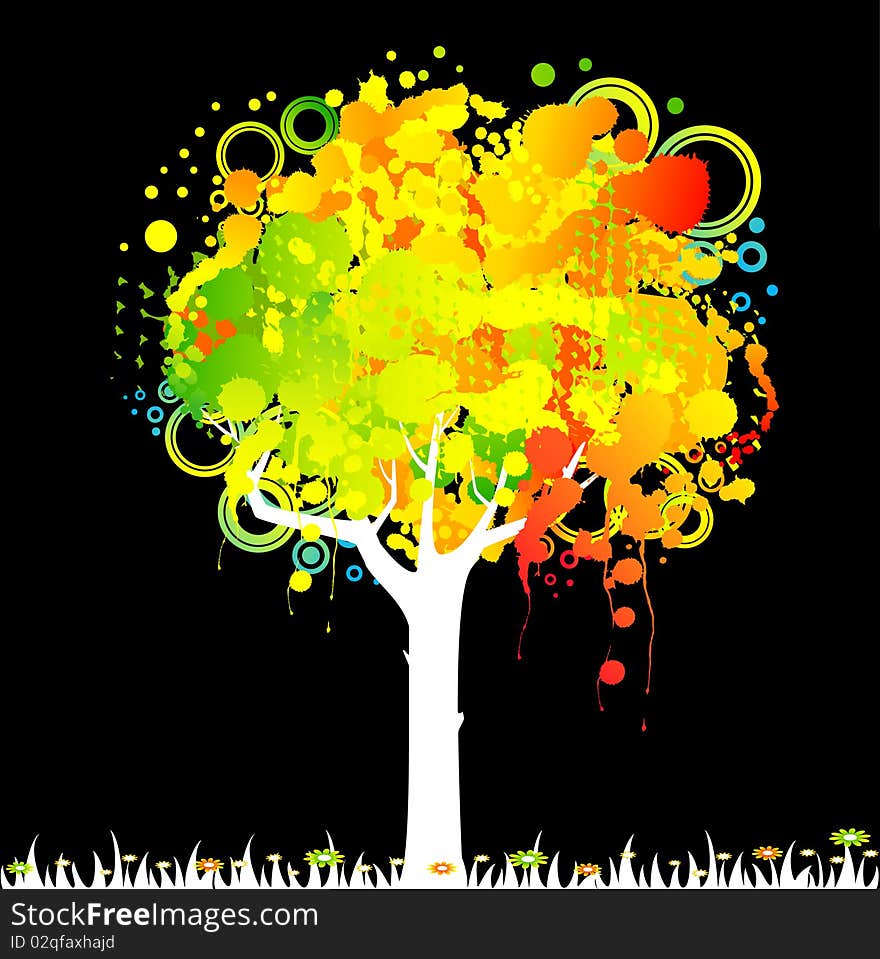 Abstract colorful tree. Nature decoration.