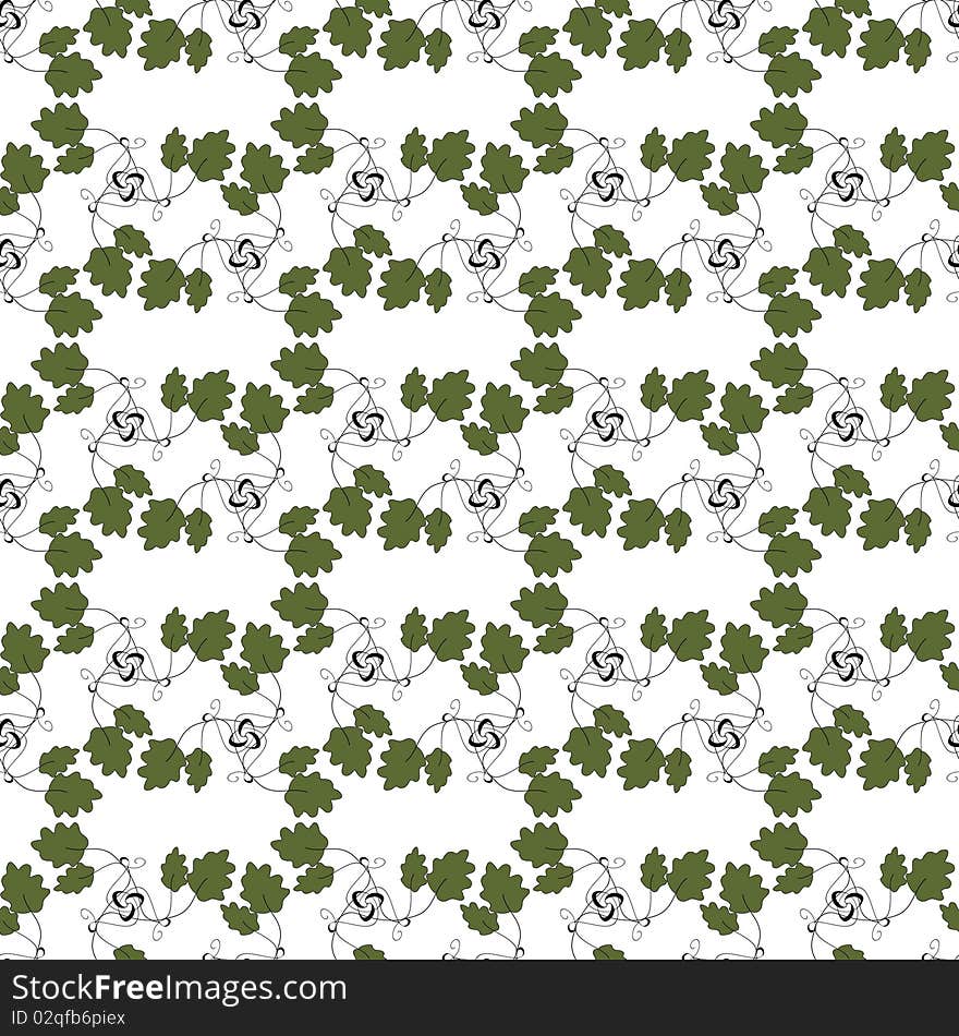 Seamless green plant wallpaper on white. Seamless green plant wallpaper on white