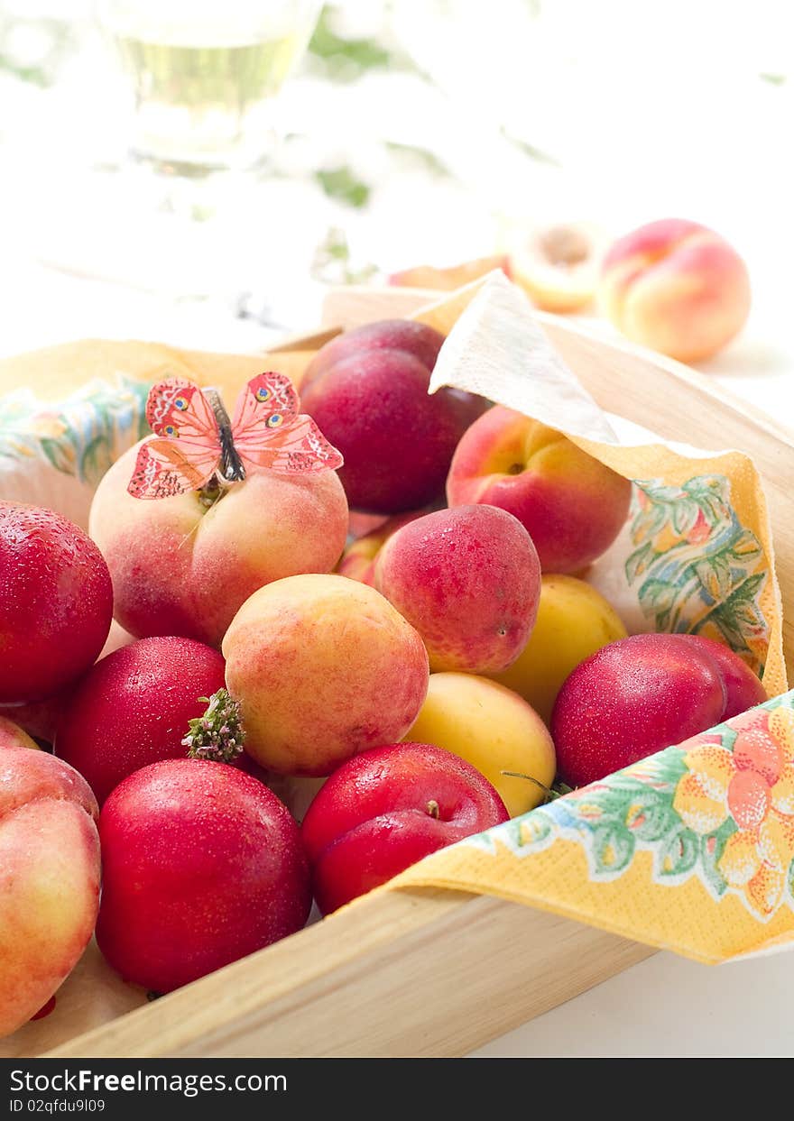 Fesh apricots and plums