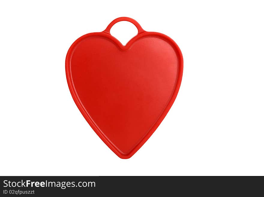 Red heart with handle isolated on white