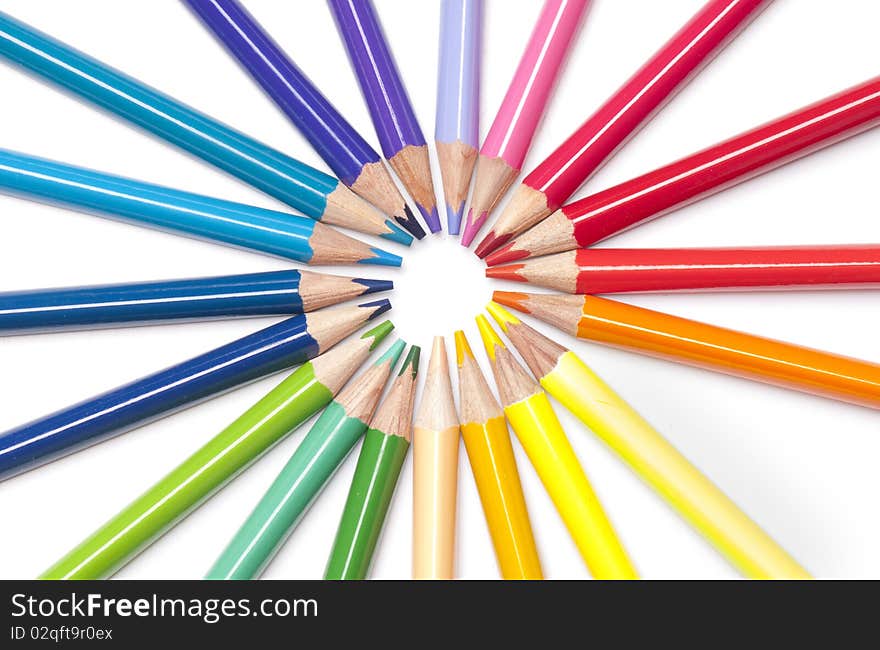 Brightly Colored Pencils In A Circle