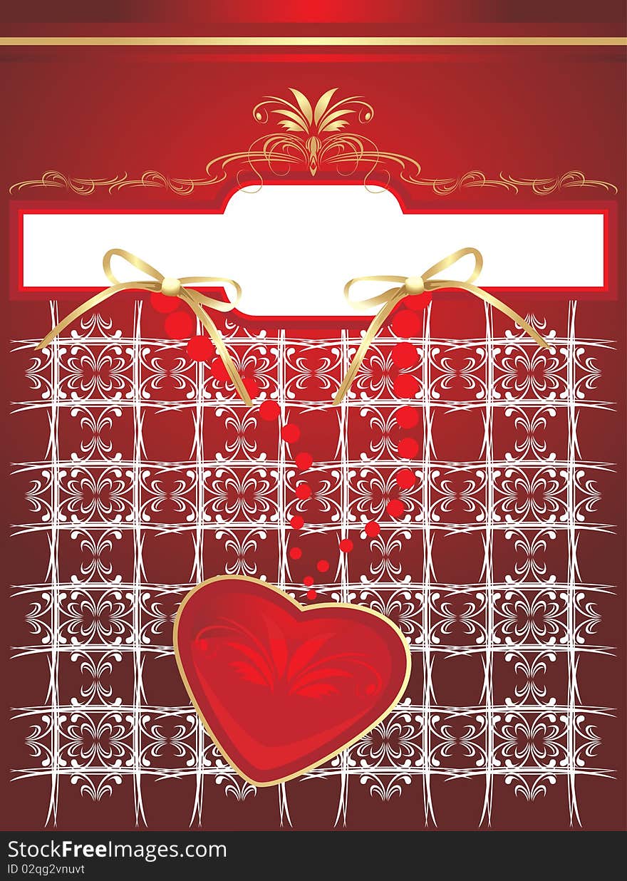 Heart on the decorative background. Wrapping