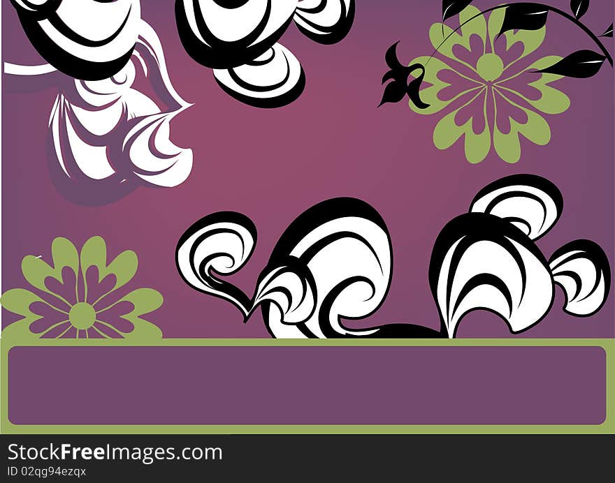 Green and purple flowers decorative design