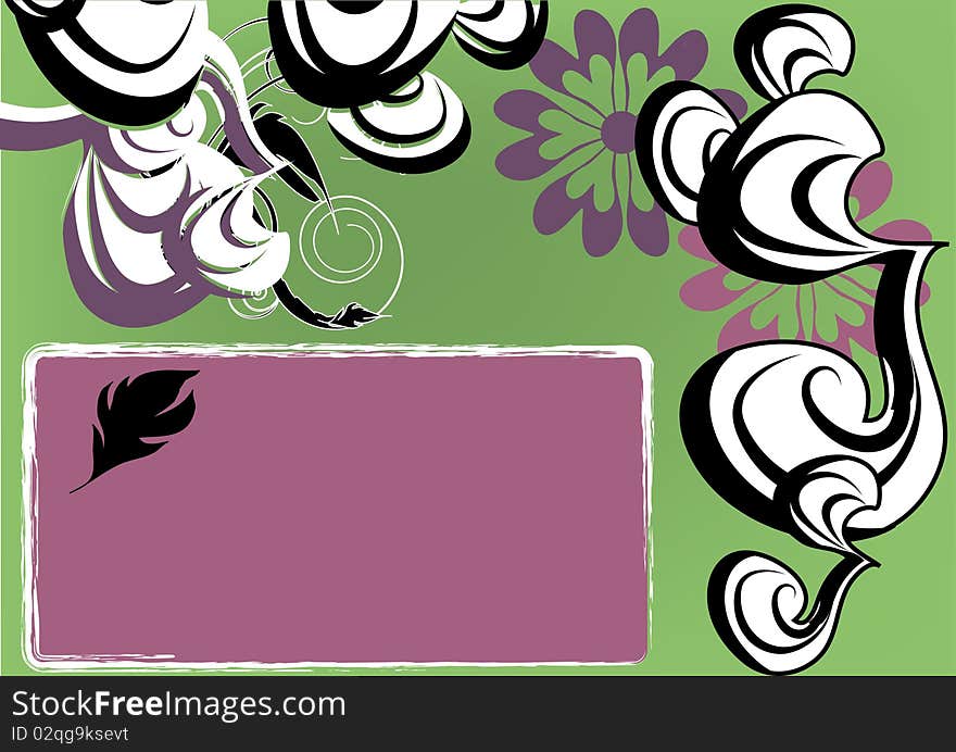 Abstract green and purple flowers decorative design. Abstract green and purple flowers decorative design