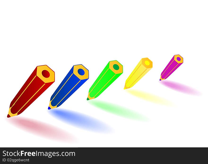 Vector illustration colour pencils on a white background