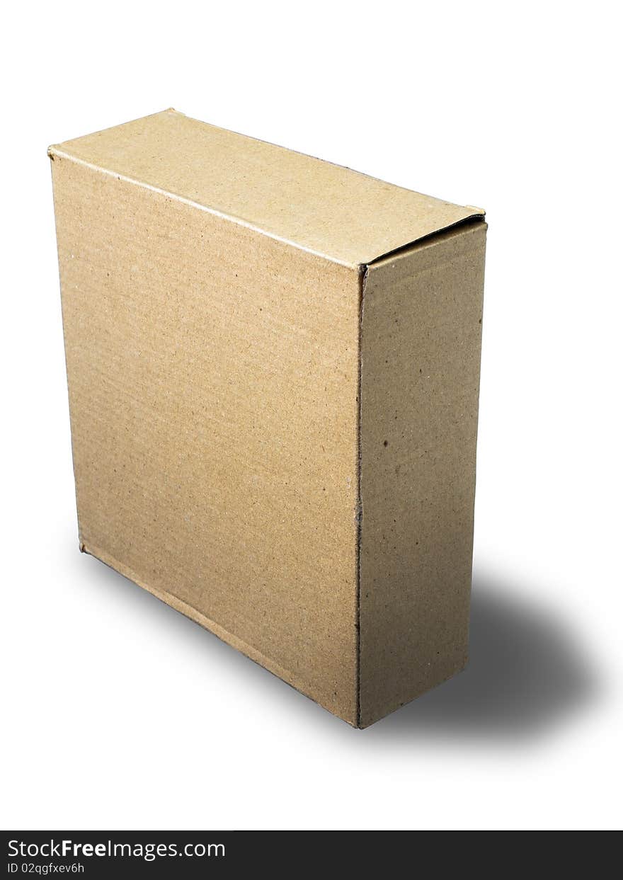 Front of recycle close brown paper box on white background