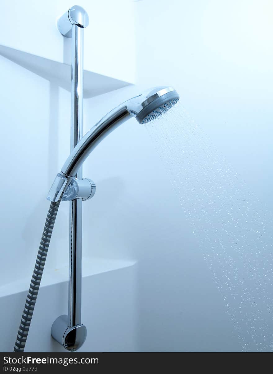 Shower with running water