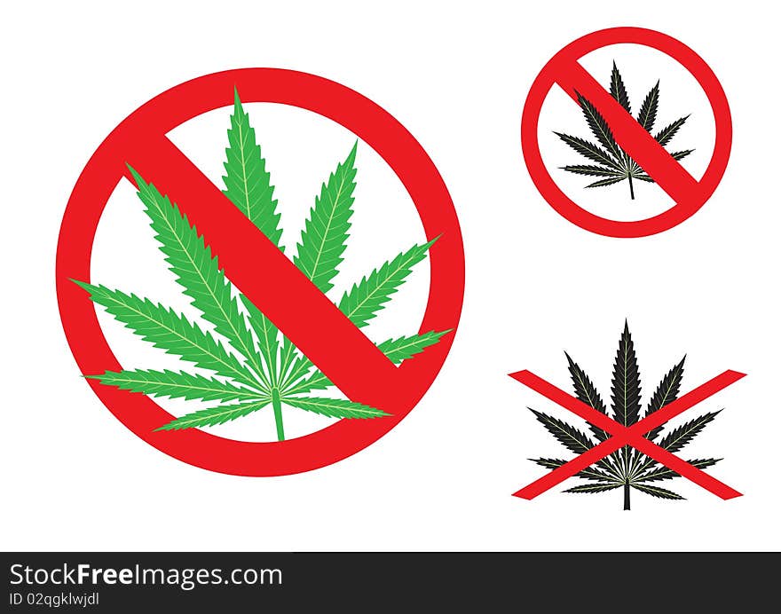 The hemp is forbidden sign on the white background