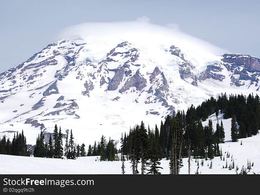 Mount Rainier And Glacier