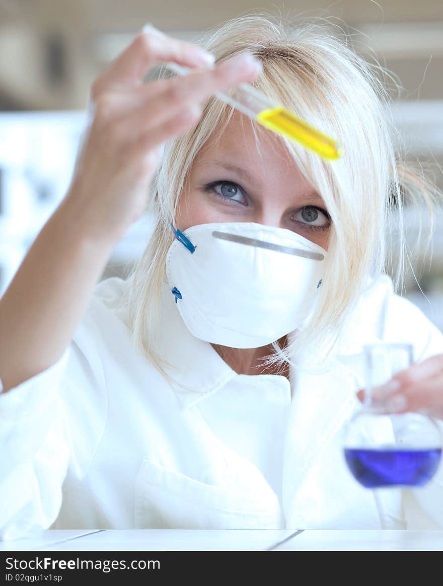 Female researcher working in a lab