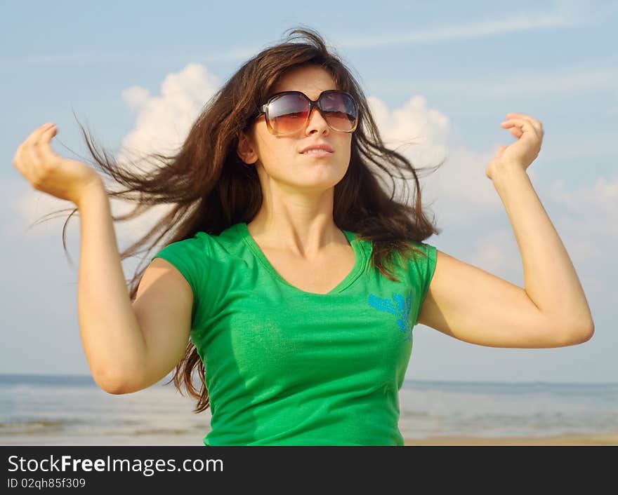 Young Woman On Sea Beach