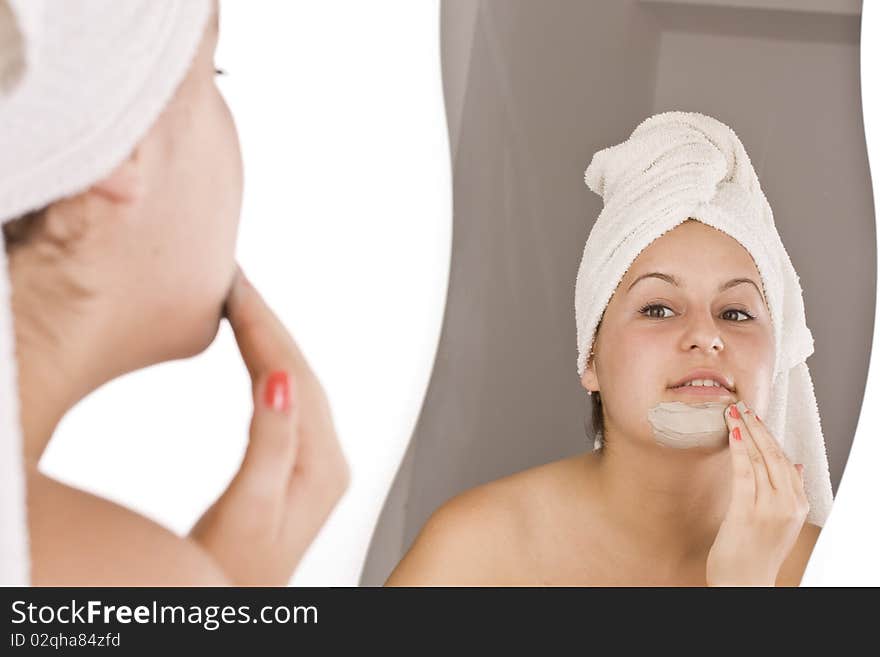 Portrait of beautiful woman during spa treatment