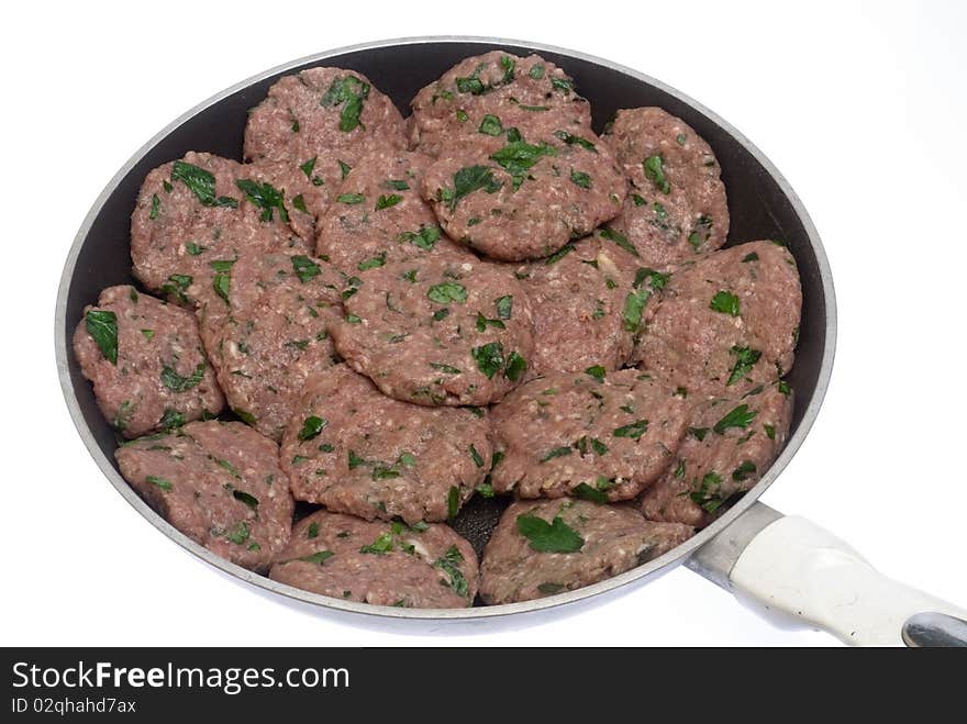 Meatball with parsley in bowl. Meatball with parsley in bowl