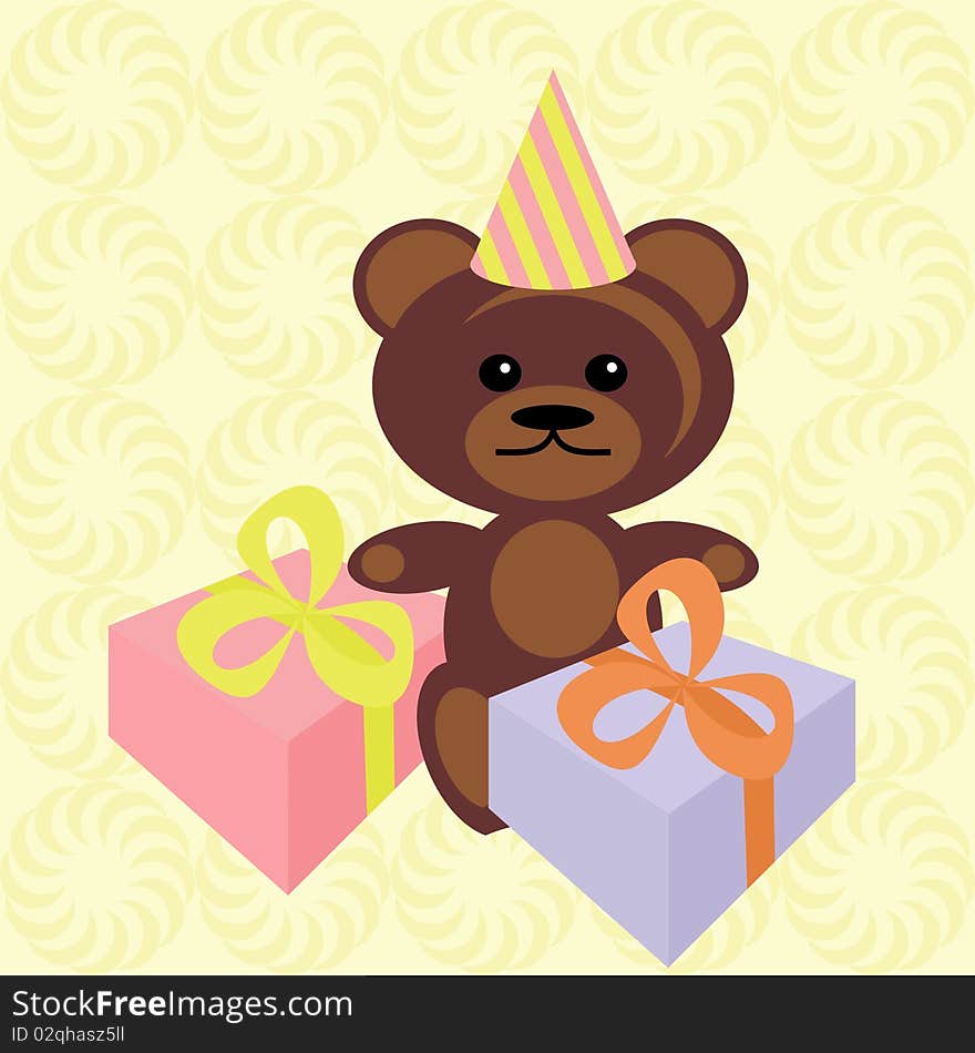 Teddy bear with present box