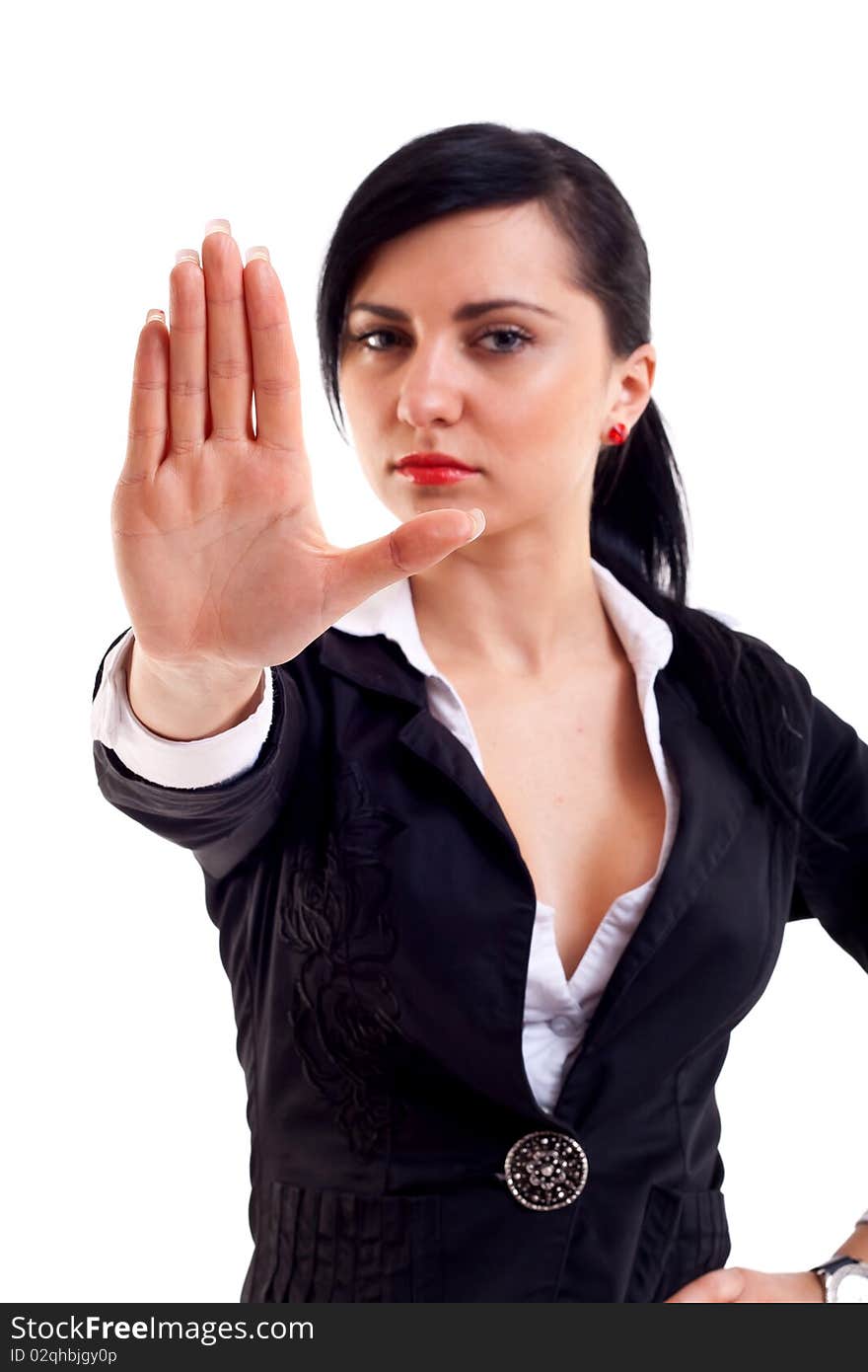 Woman Making Stop Sign