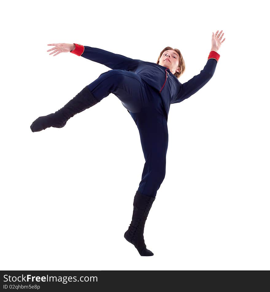 Ballet Dancer leaning backward over white background, pose from Shakespeare's Othello