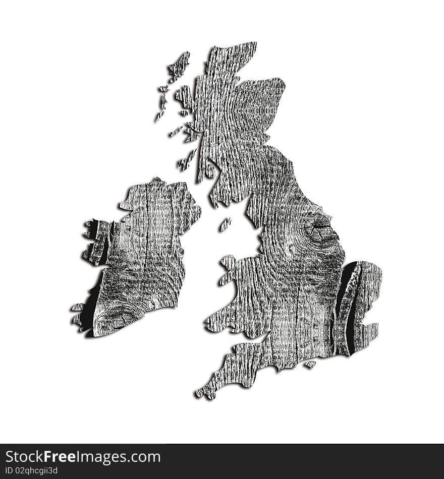 UK map filled with weathered wood texture. UK map filled with weathered wood texture