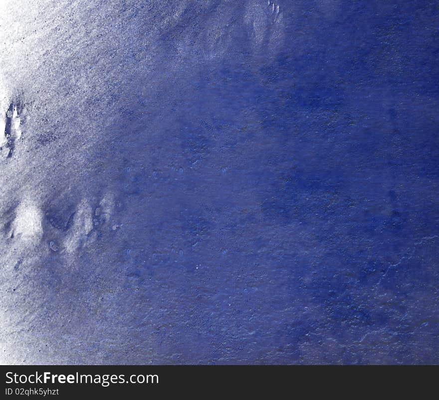 Blue cloudy paint wall with grunge feather edge isolated with clipping path