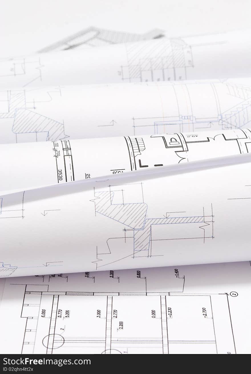 Archhitectural plan drawings with editing marks