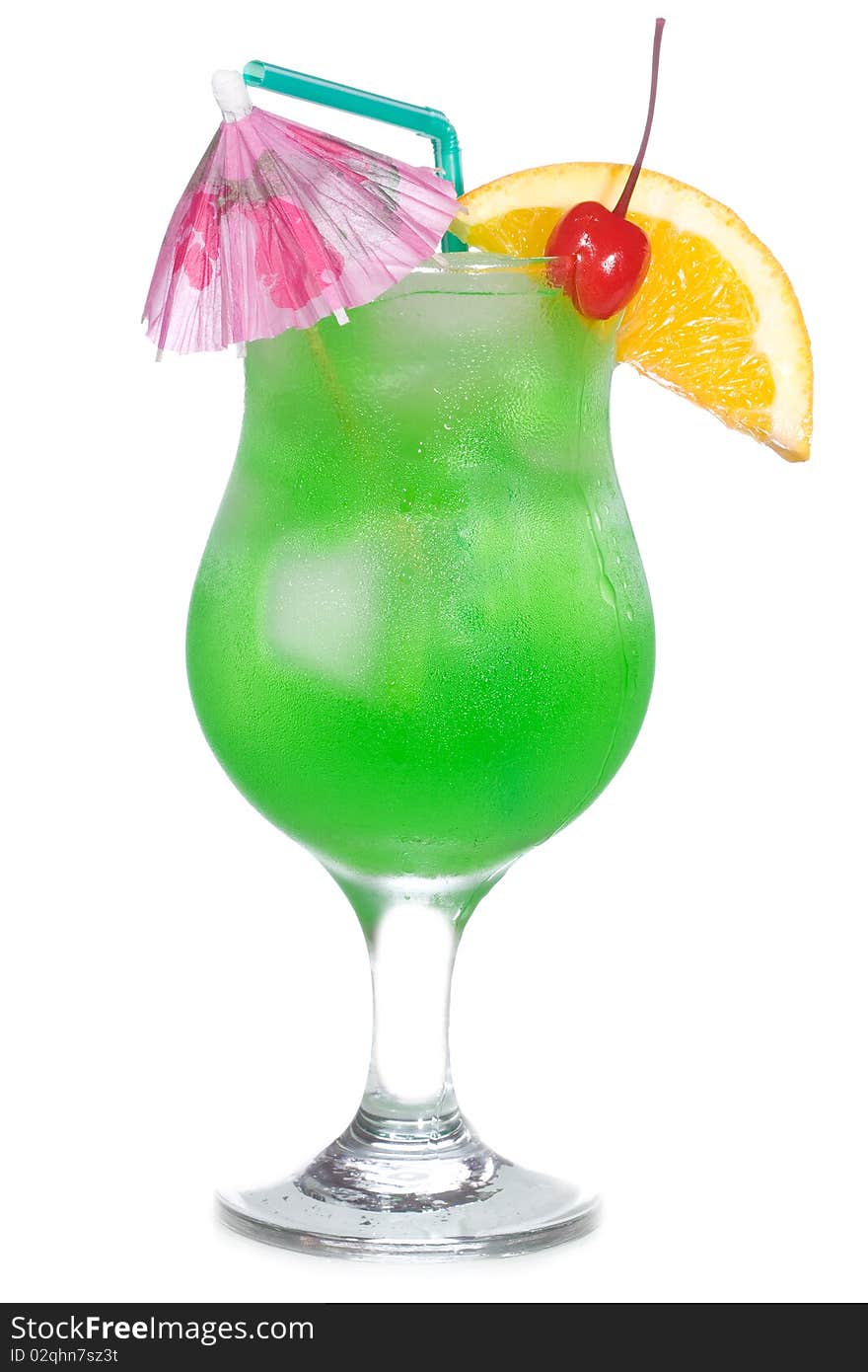 Green cocktail with orange