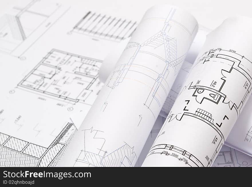 Archhitectural plan drawings with editing marks