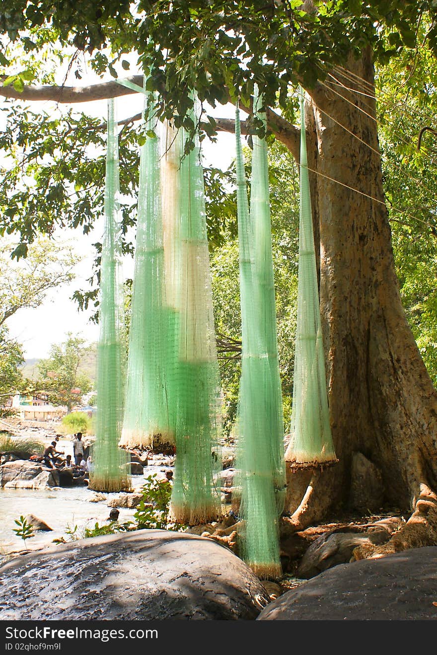 Fishing nets being dried