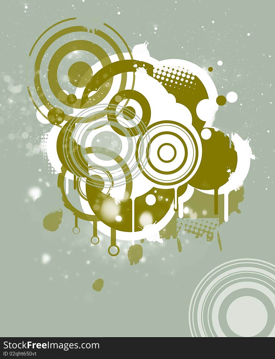 Abstract grunge circle background with grey and brown