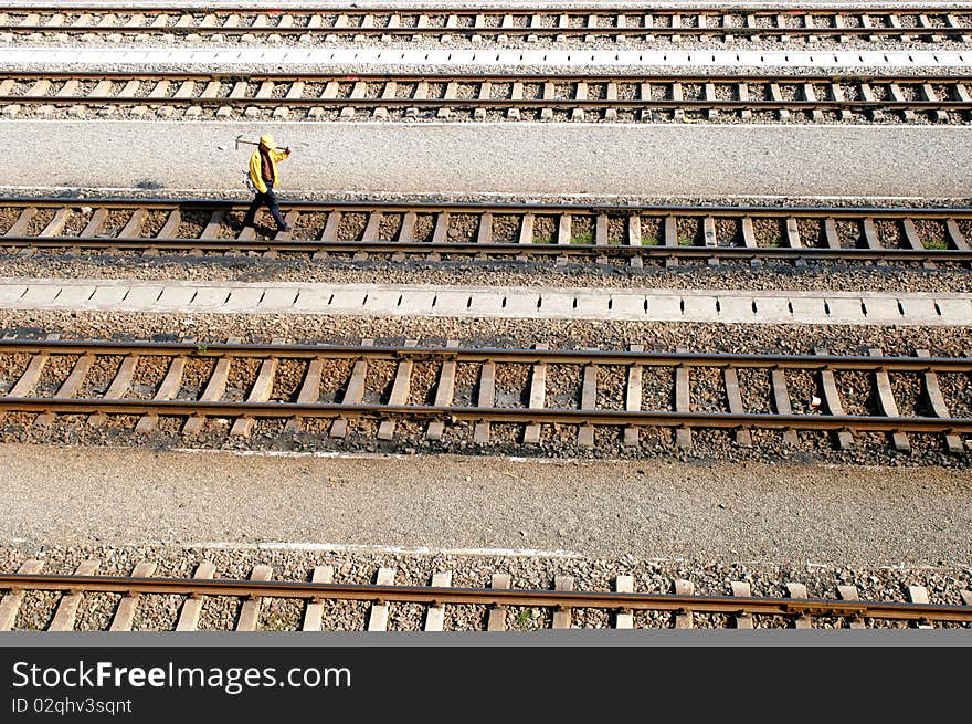 Walker on the railway line inspections