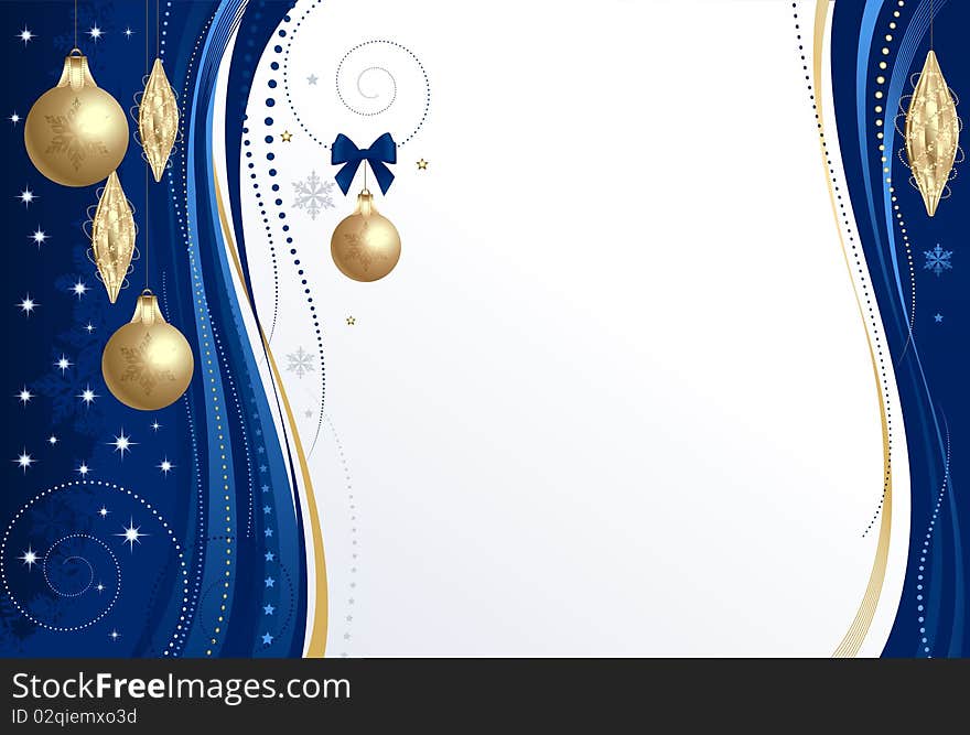 Background Christmas in blue with golden christmas balls. Background Christmas in blue with golden christmas balls.