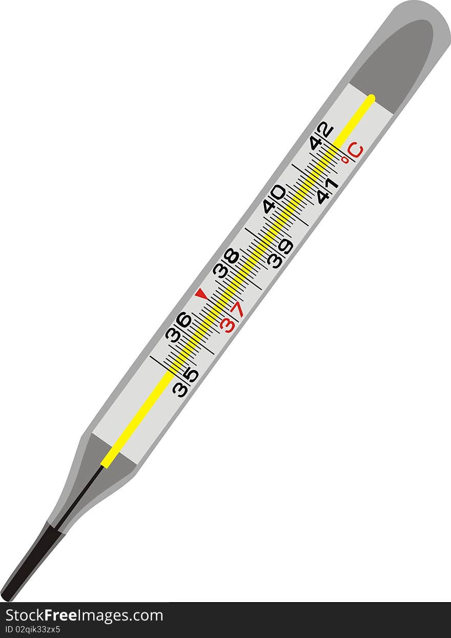 A thermometer for measurement of temperature at the patient