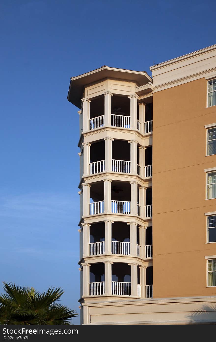 Condo balconies stacked atop each other