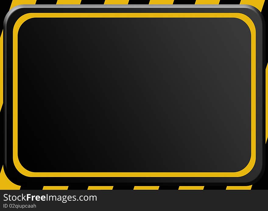 Black and yellow caution advertisement. Empty to insert text or design