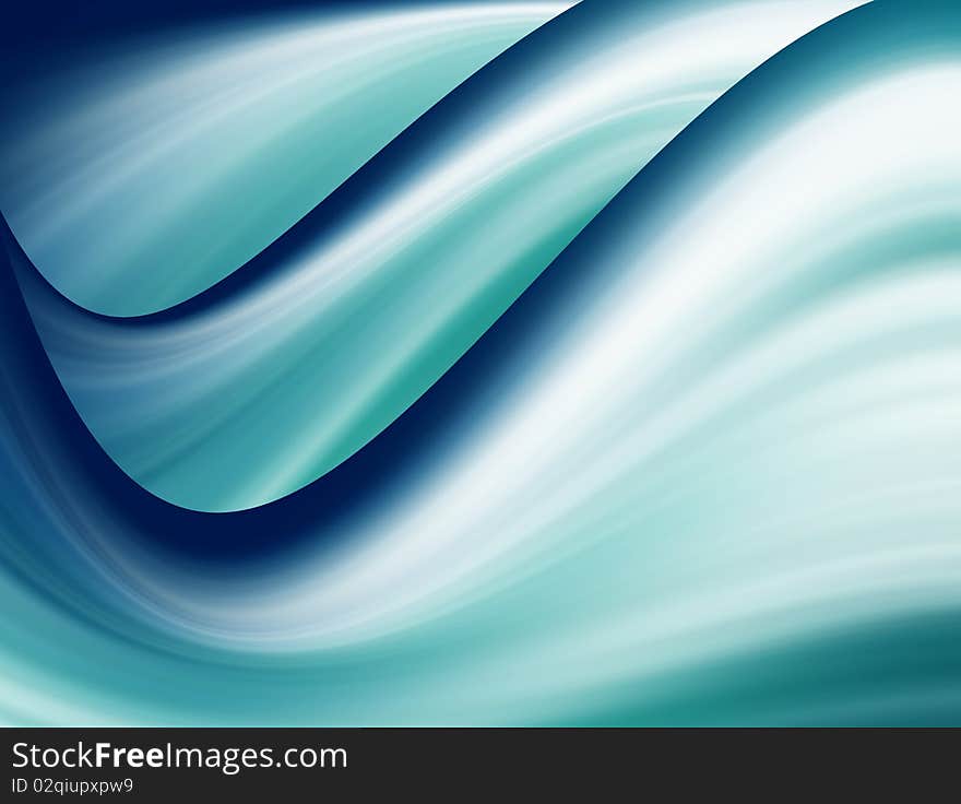 Blue and white dynamic luminous waves. Abstract illustration