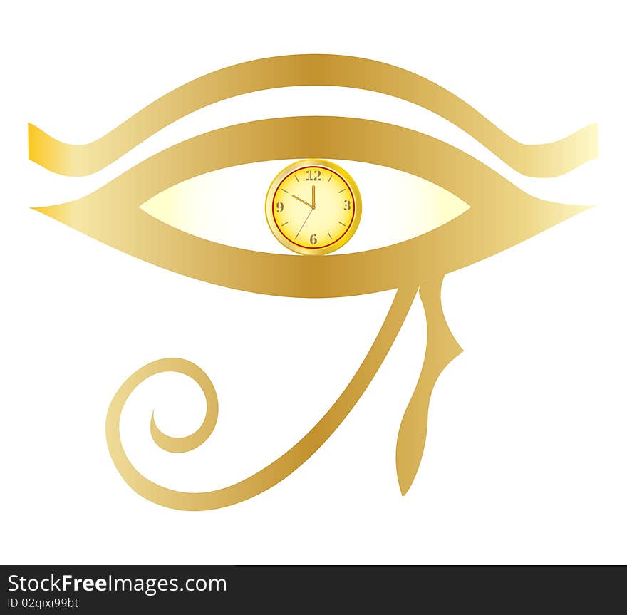 Vector symbol in the form of Egyptian hieroglyphics from the pupil of stylized hours. Vector symbol in the form of Egyptian hieroglyphics from the pupil of stylized hours