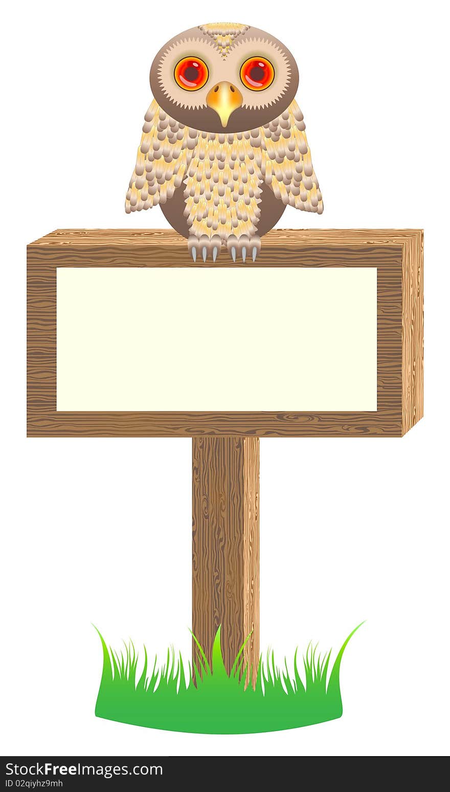 Wooden placard with owl