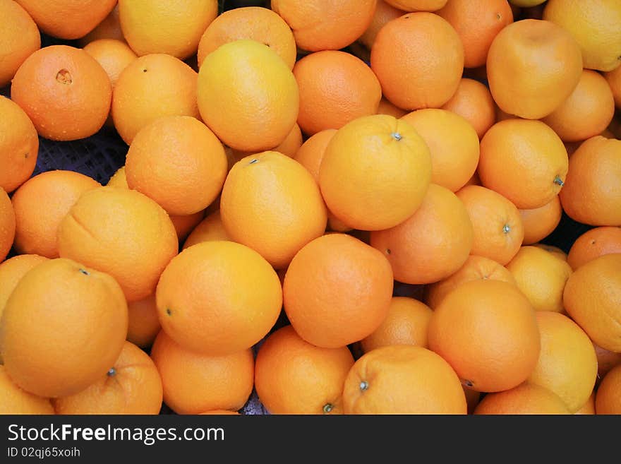 A group mandarin fruits on market