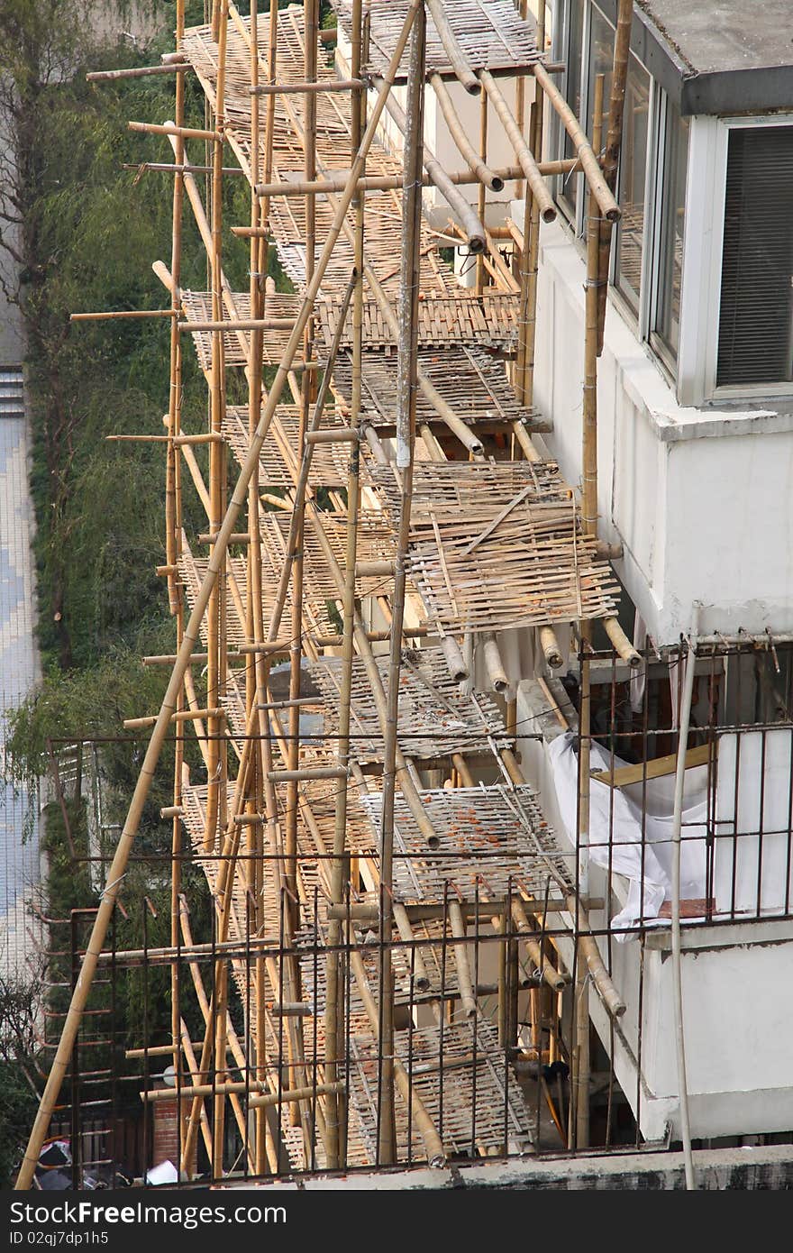 Bamboo scaffolding work outdoor shanghai