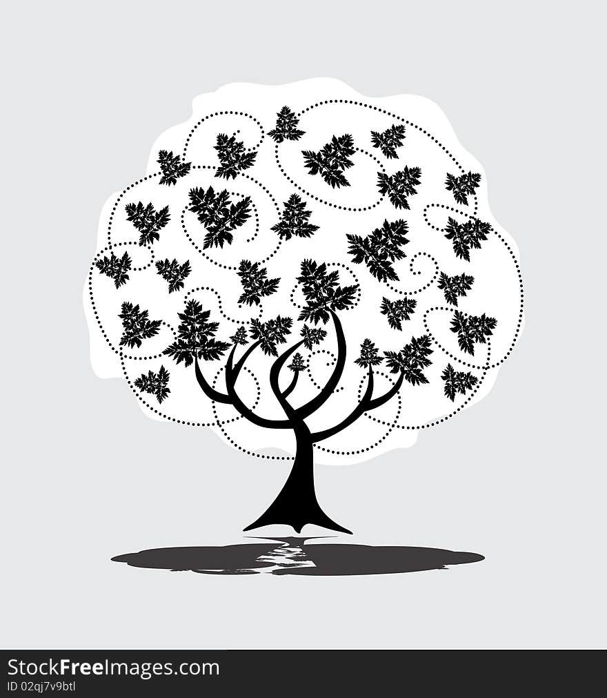 Abstract tree in black white colors, symbol of nature