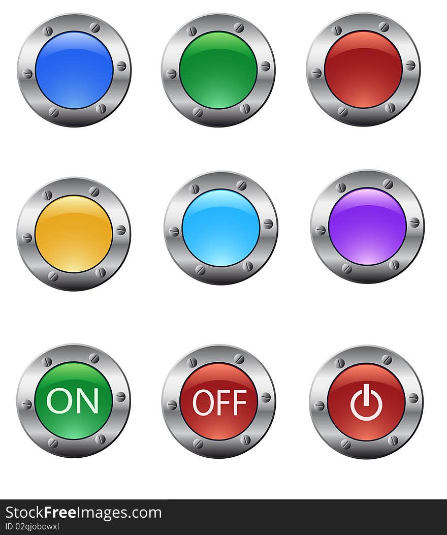 Color glass buttons set