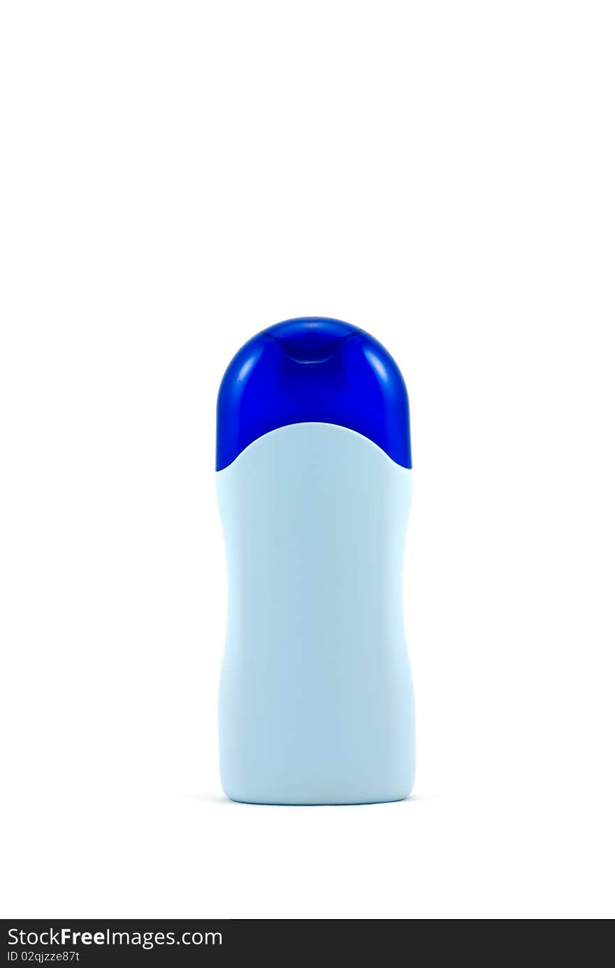 Studio shot of the blue shower gel bottle