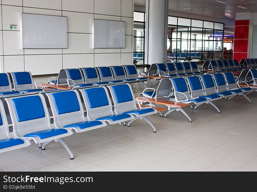 Seats with no people on the airport. Seats with no people on the airport.