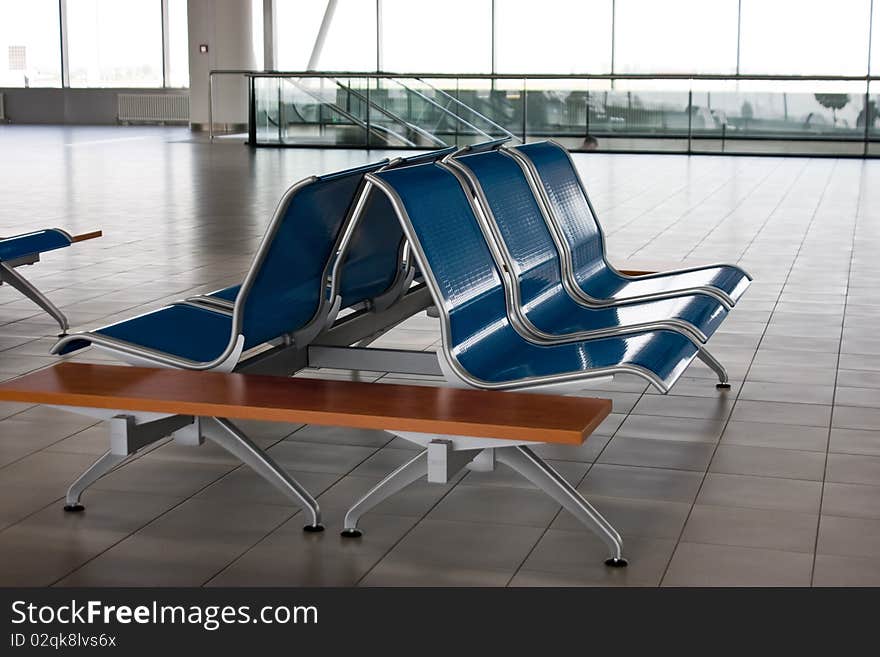 Seats with no people on the airport. Seats with no people on the airport.