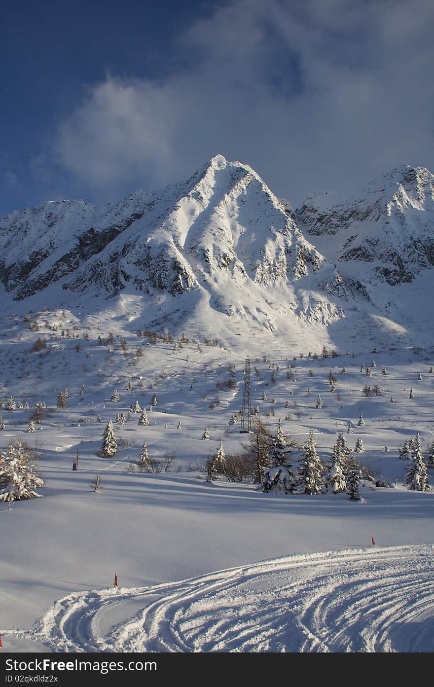 A mountain in Passo Tonale with shining light. A mountain in Passo Tonale with shining light.