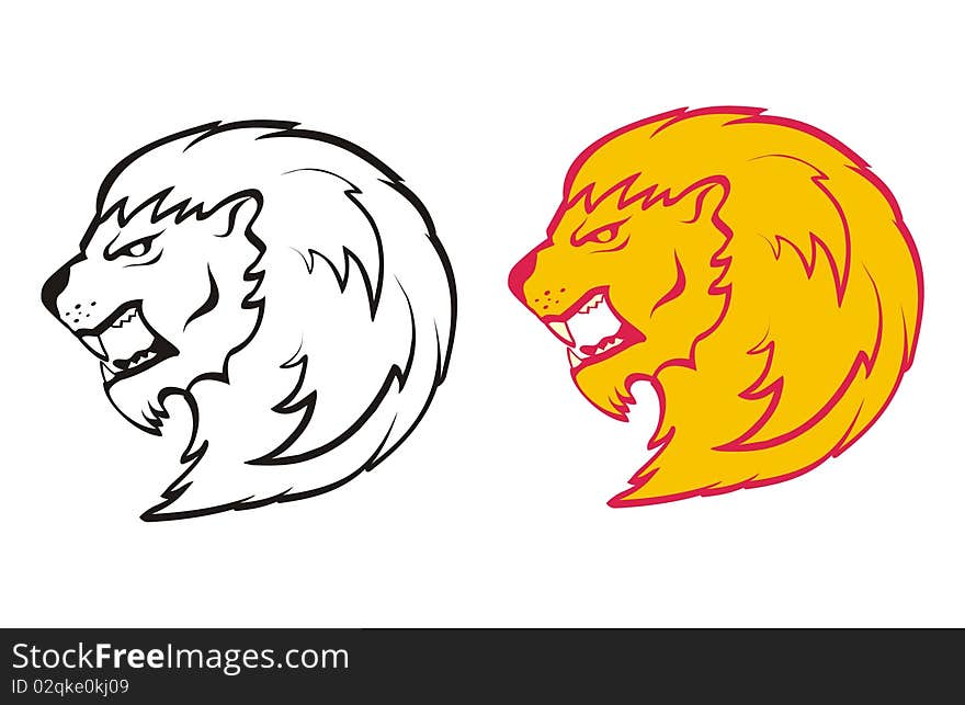 Drawing the head of a lion roaring. Drawing the head of a lion roaring