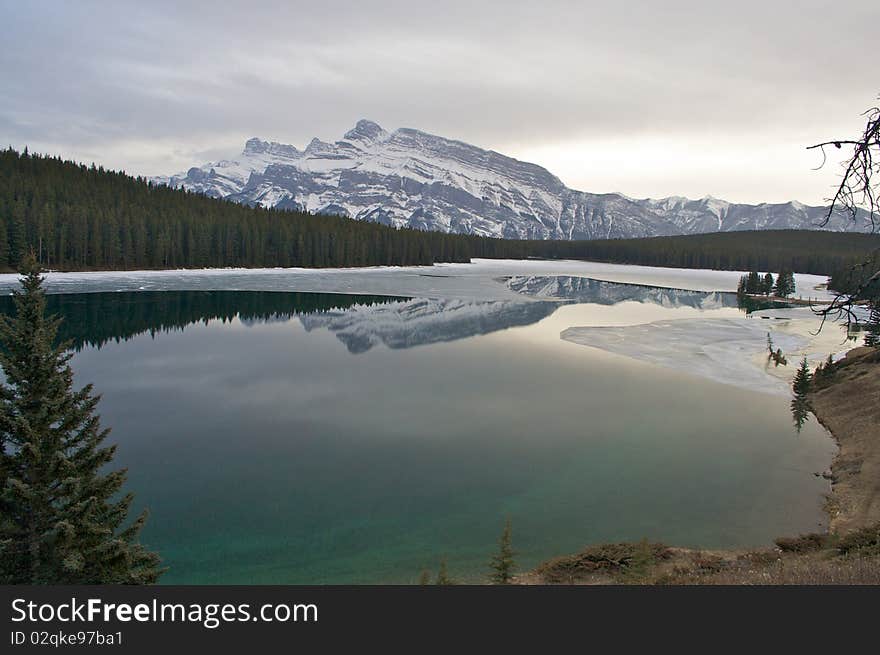 A reflection on Two Jack Lake, Banff.